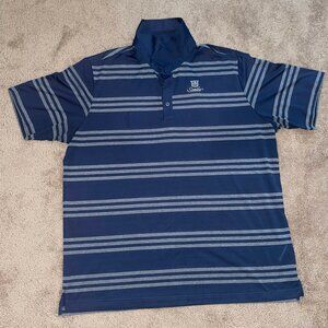 Adidas Men Golf Polo Shirt Blue Stripes Pure Motion 2XL Short Sleeve